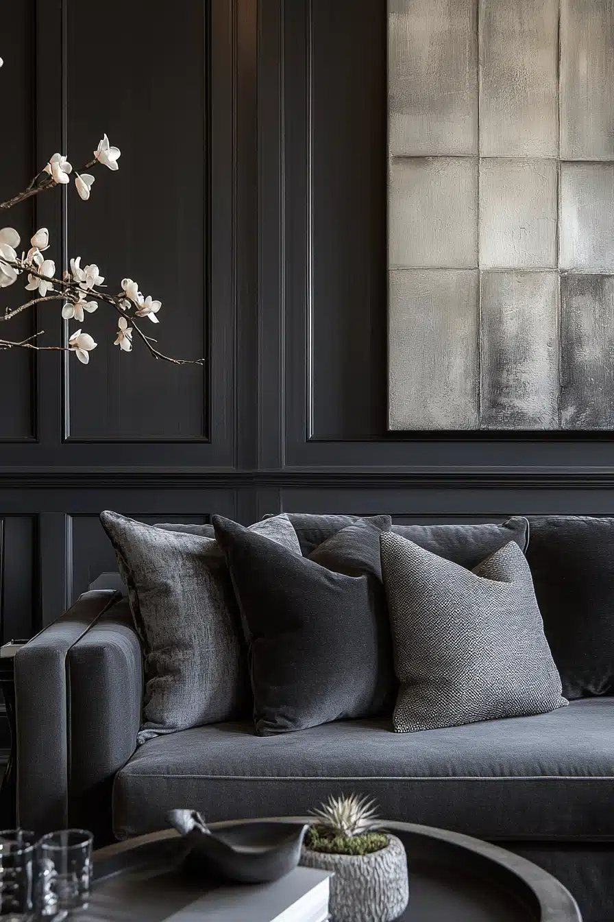 dark gray couch living room