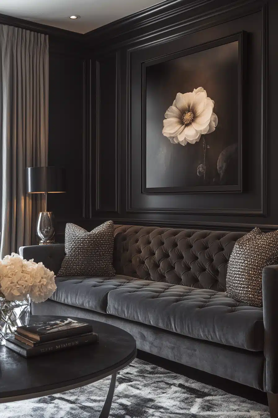 dark gray couch living room