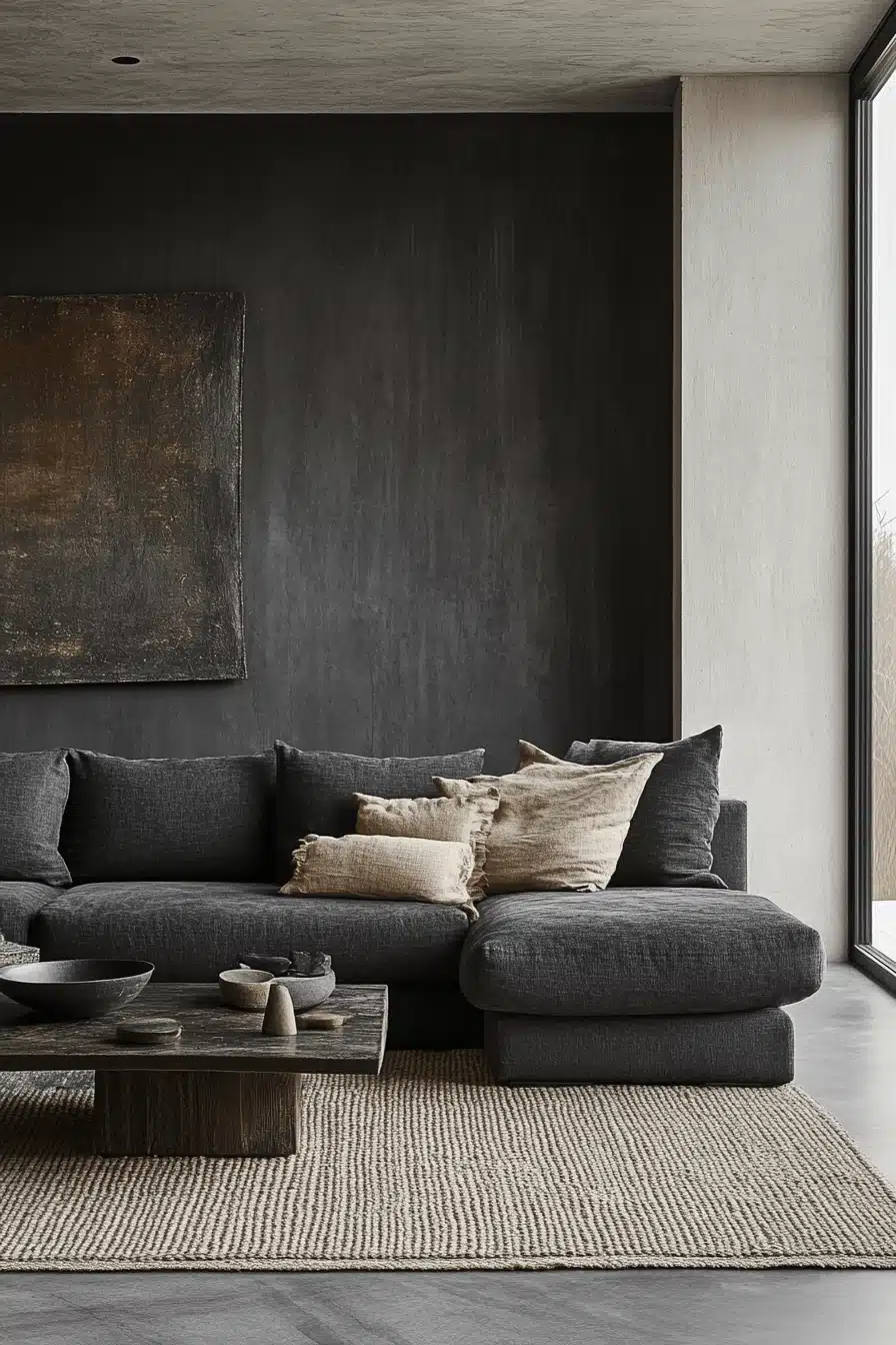 dark gray couch living room