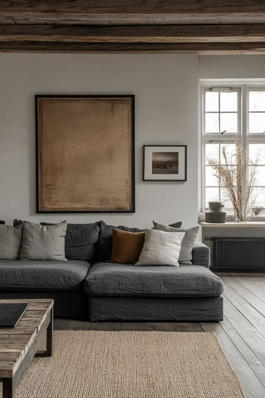 dark gray couch living room