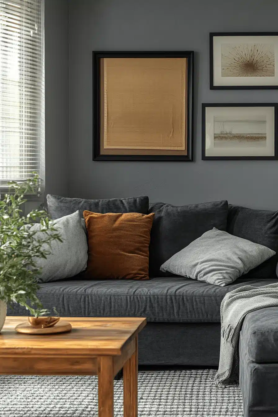 dark gray couch living room