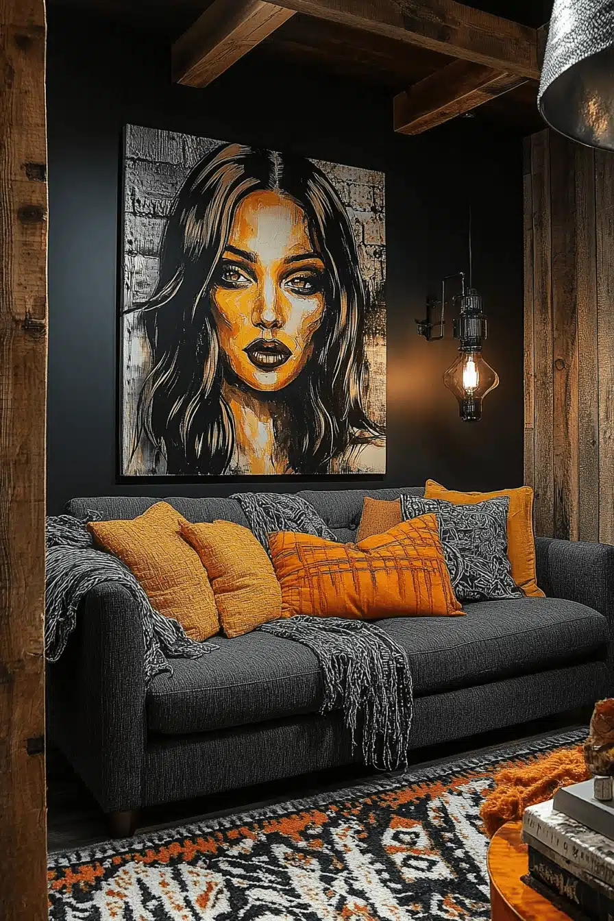 dark gray couch living room