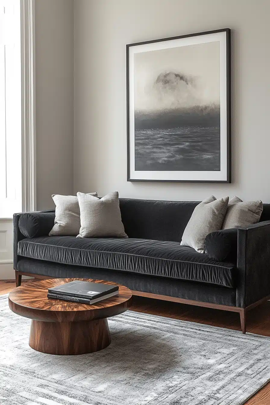 dark gray couch living room