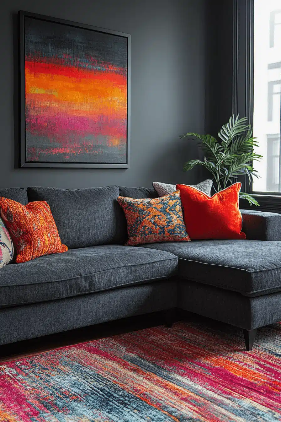 dark gray couch living room