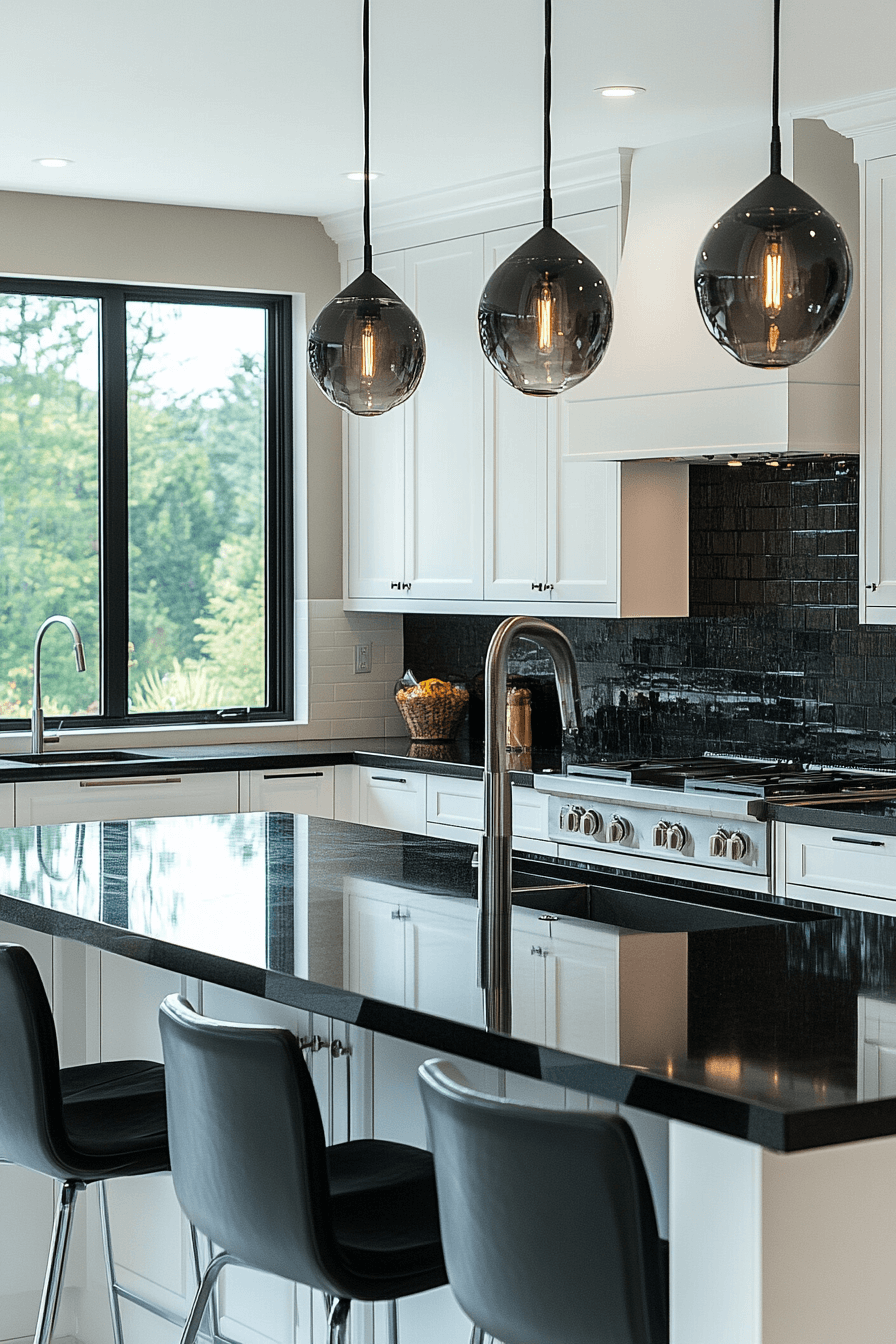 black kitchen countertops