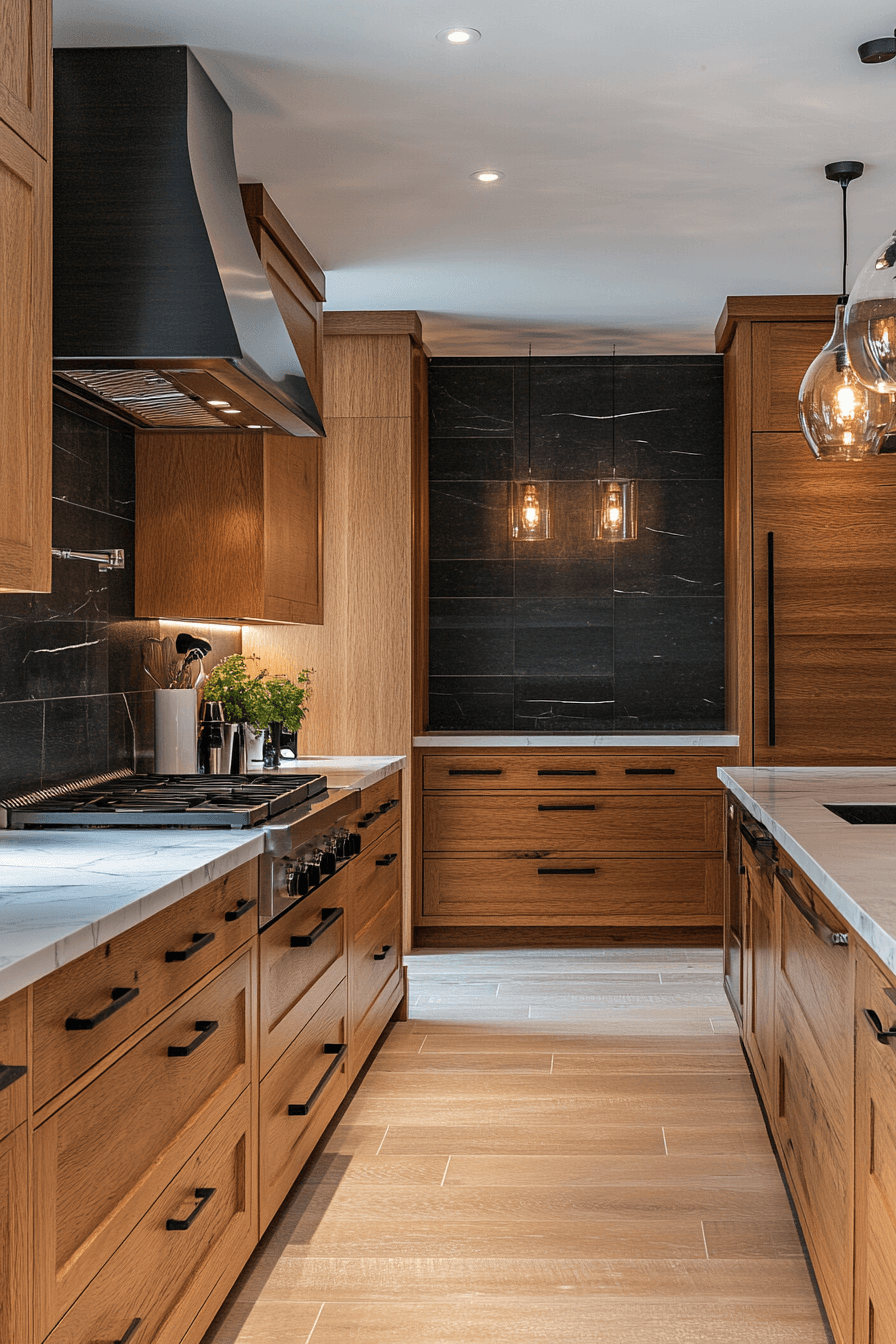 bold red oak kitchen cabinets
