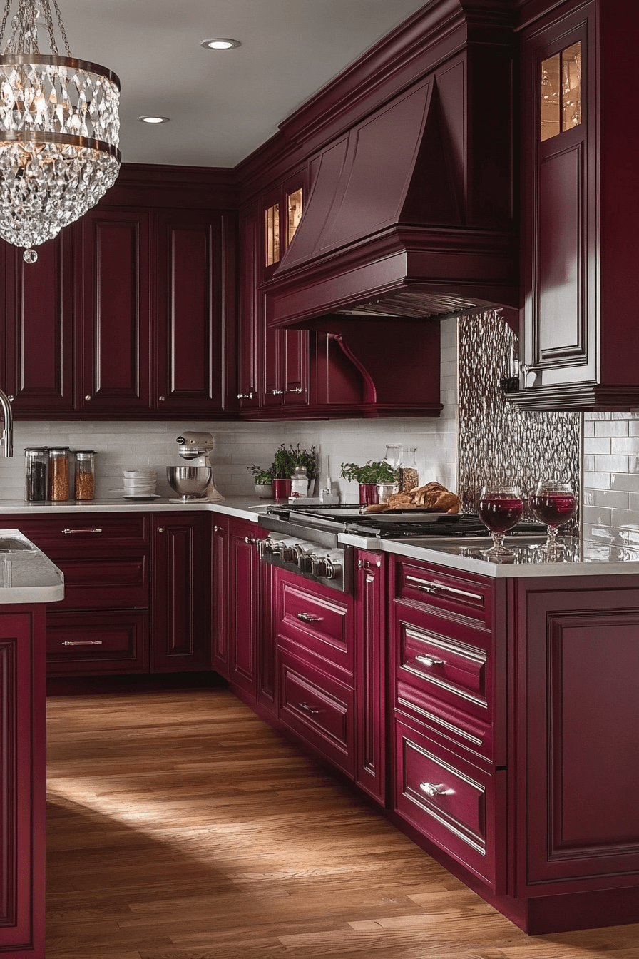 garnet red oak kitchen cabinets