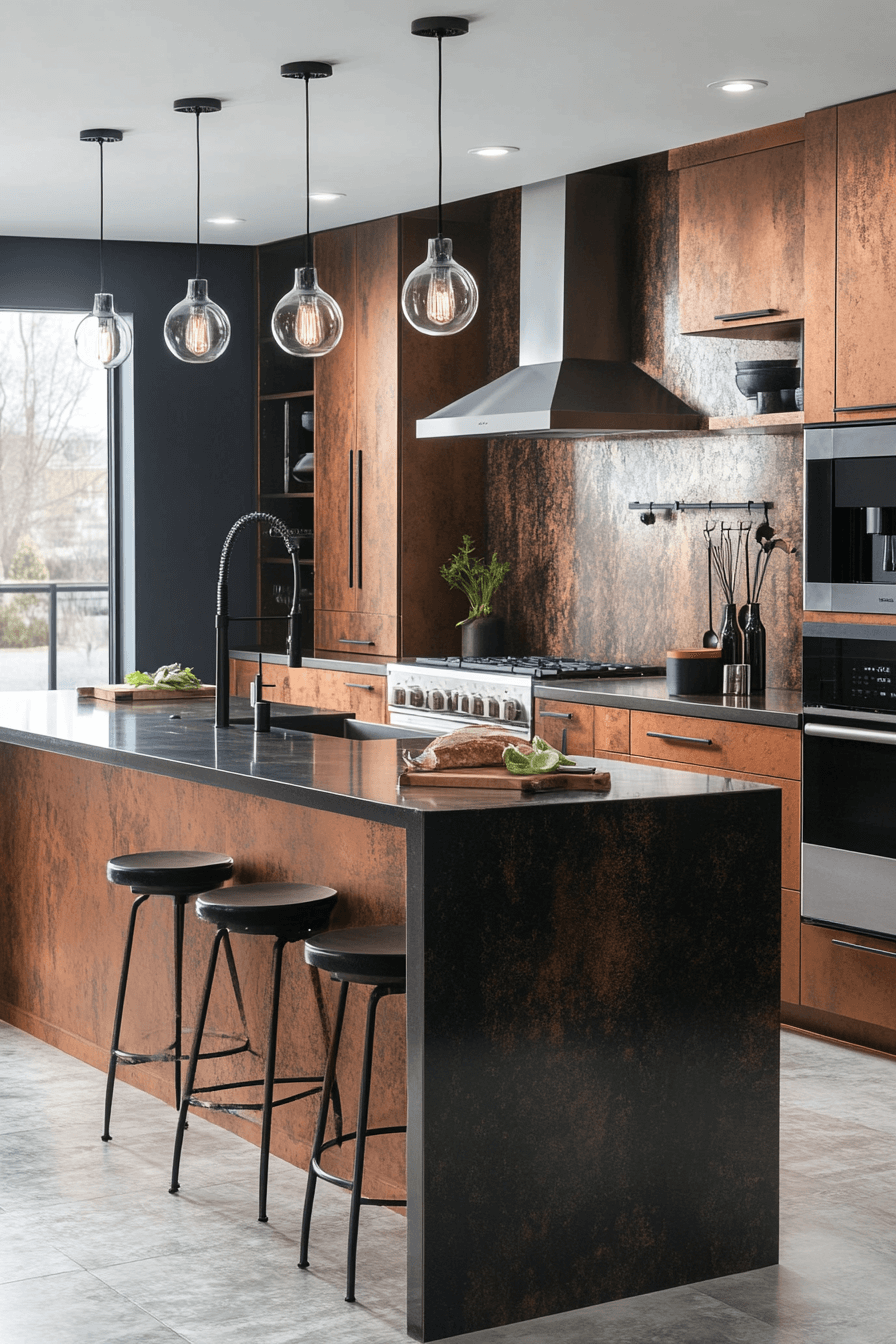 copper red oak kitchen cabinets