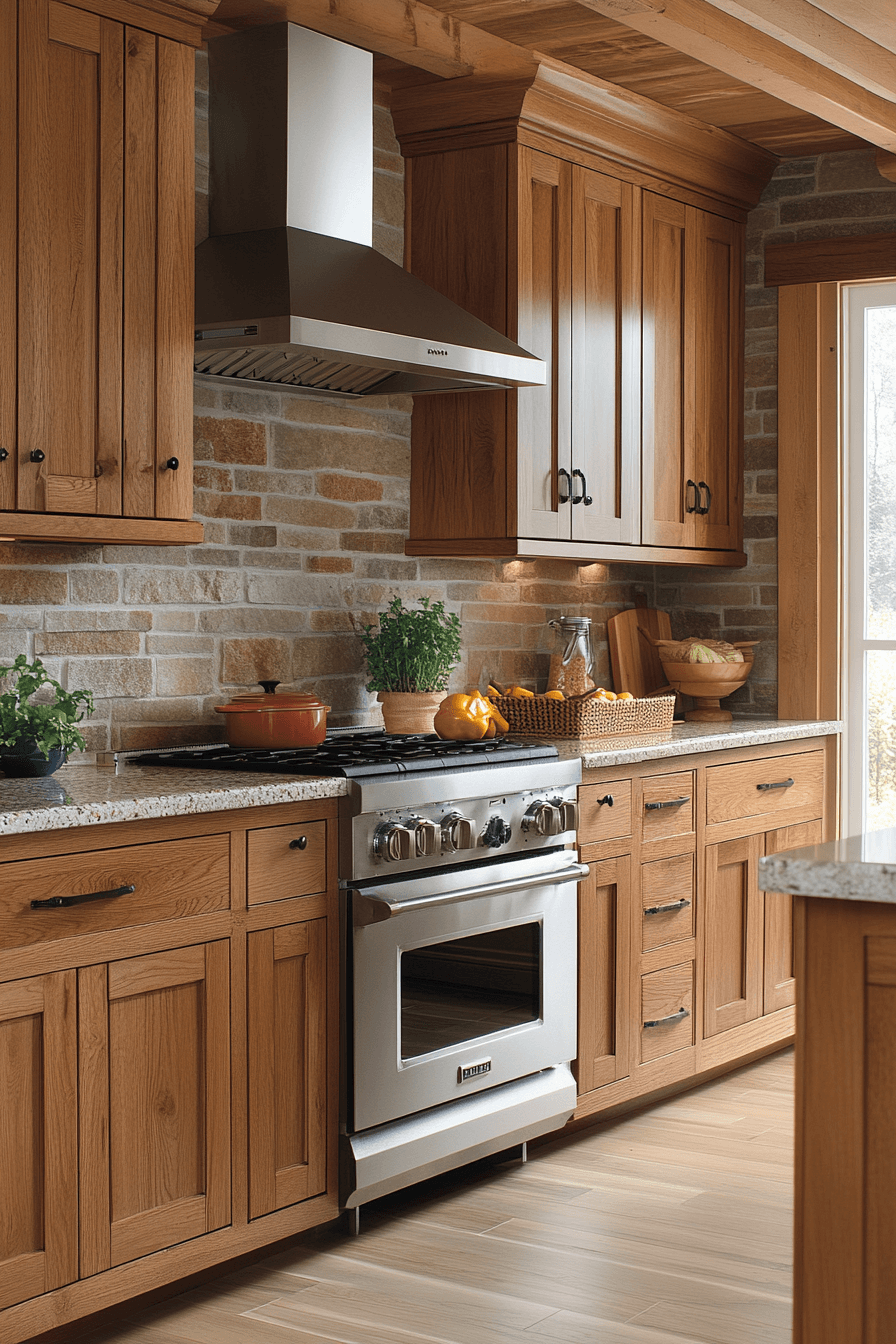 terra cotta red oak kitchen cabinets