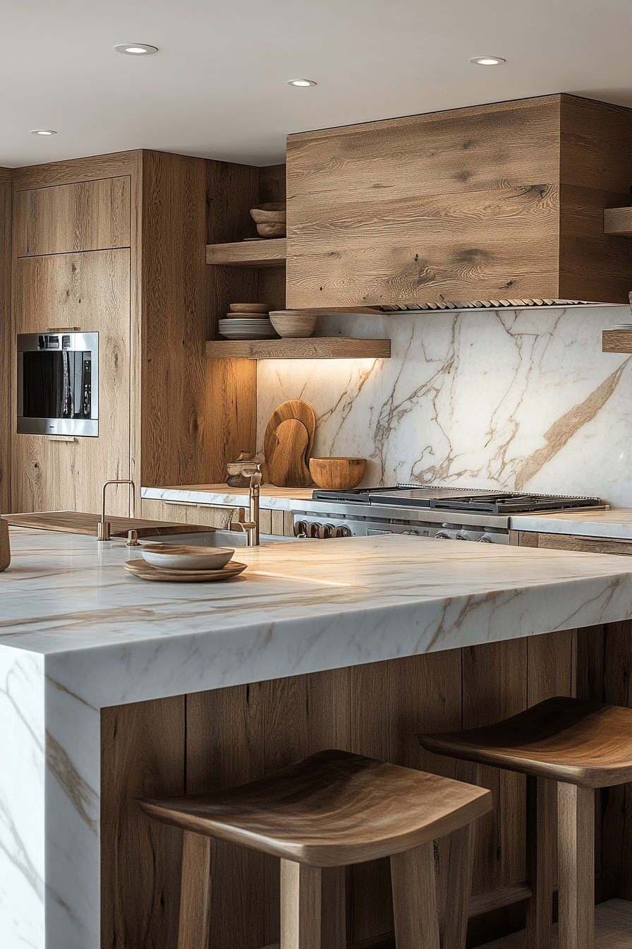 warm wood kitchen cabinets