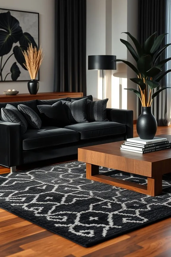 black and wood textiles harmony
