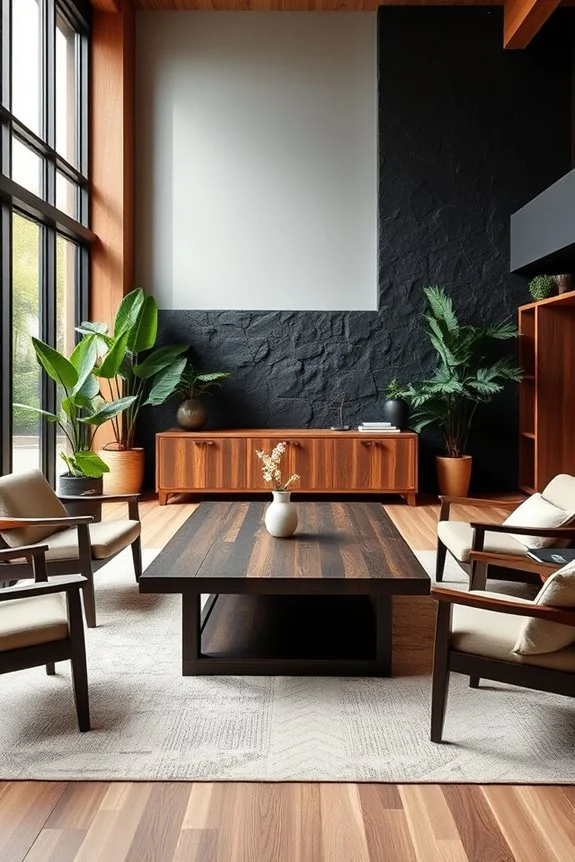 sustainable black and wood
