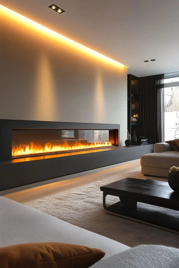 Elegant Ribbon Flame Fireplace
