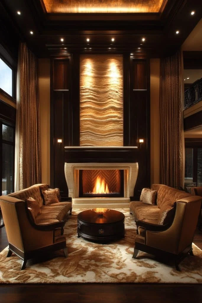 High Ceiling Focal Point Fireplace