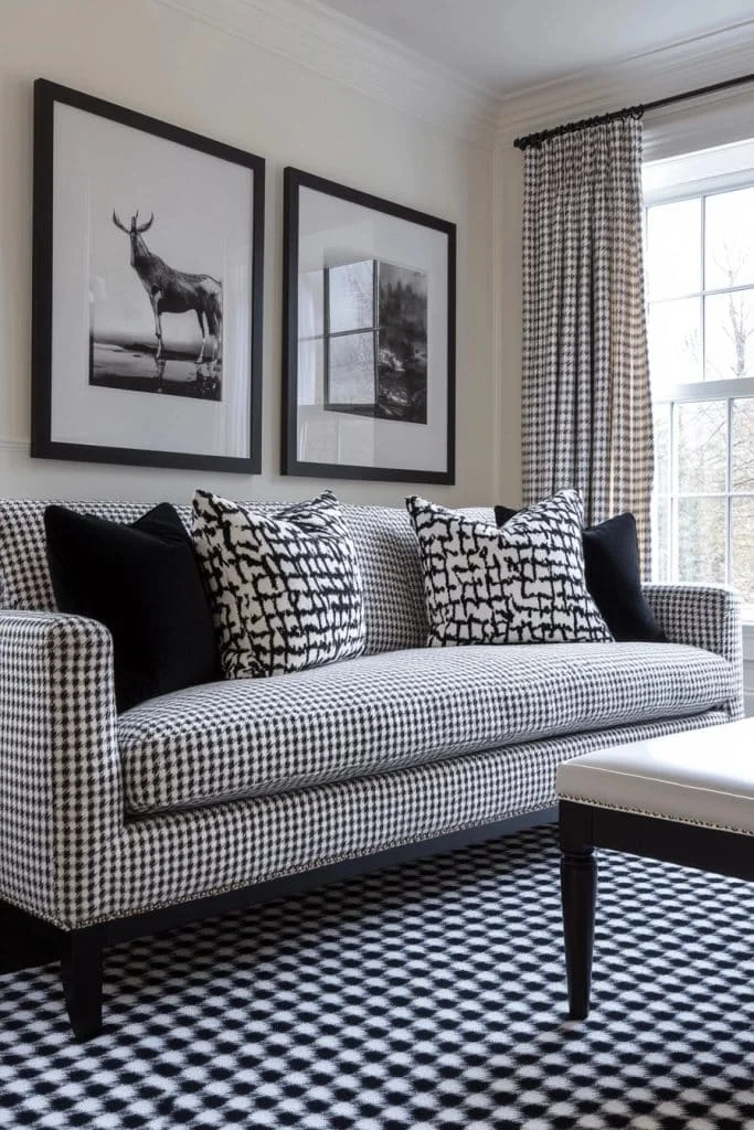 Modern Houndstooth Living Room