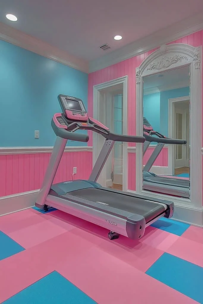 Energetic Pink and Blue Home Gym