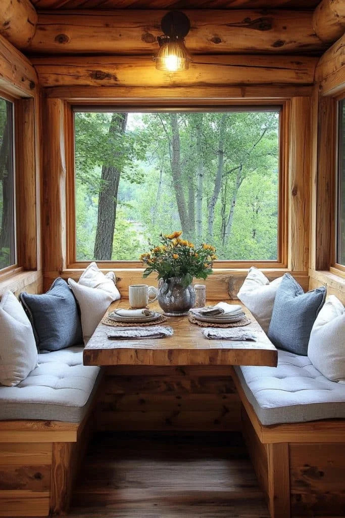 Charming Log Cabin Breakfast Nook
