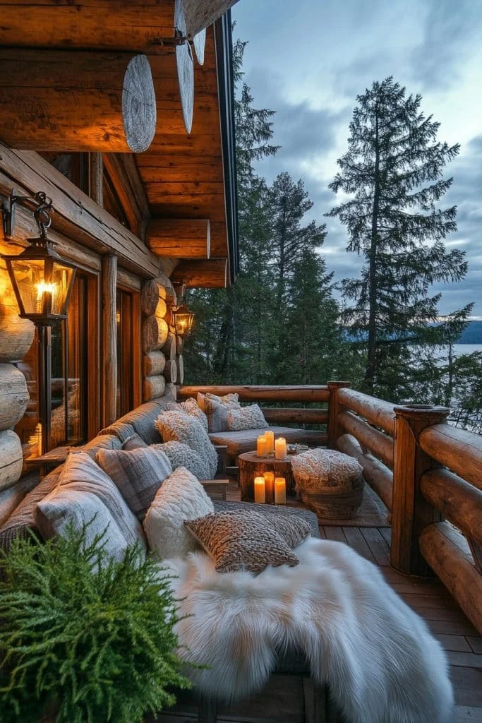 Luxurious Log Home Balcony