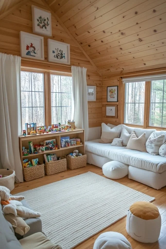 Minimalist Log Home Playroom