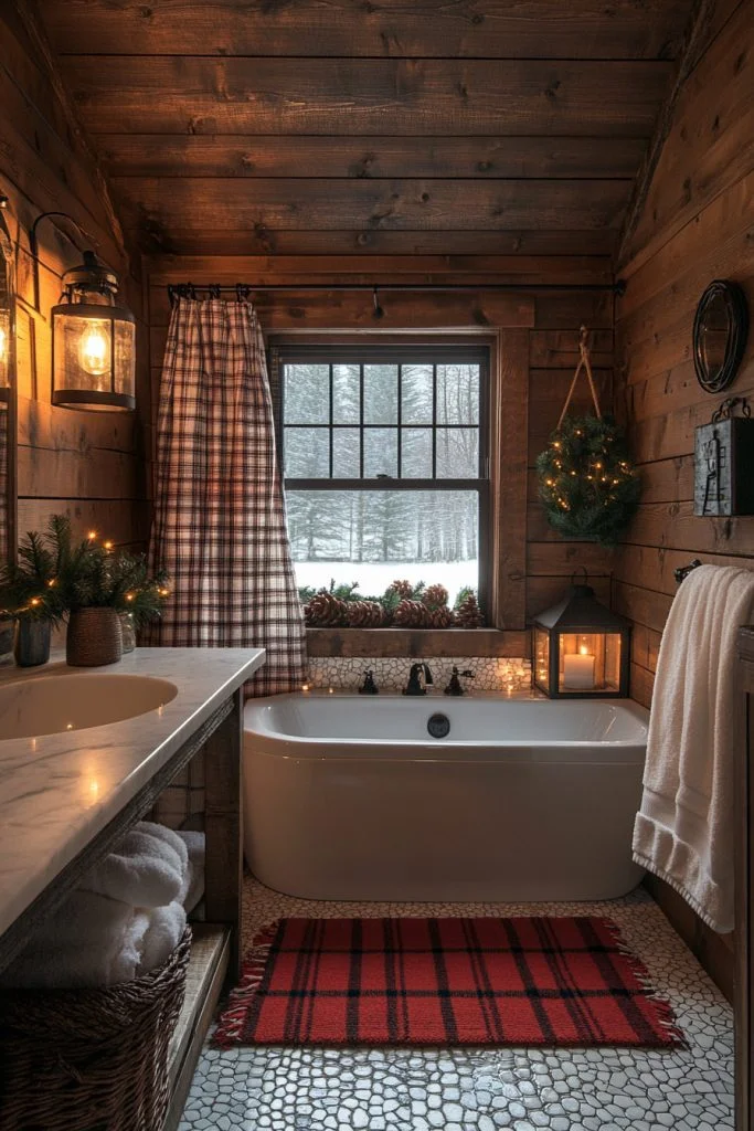 Cozy Cabin Christmas Bathroom