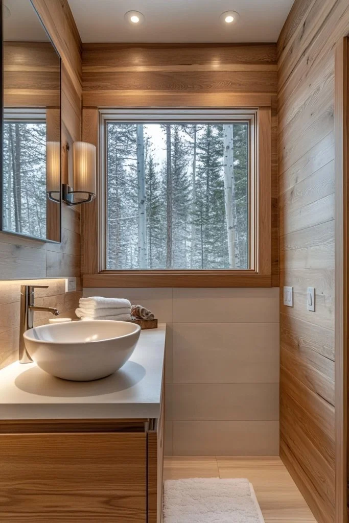 Modern Woodland Powder Room