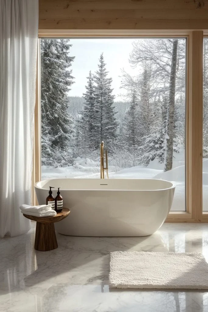 Serene Snowscape Bathroom