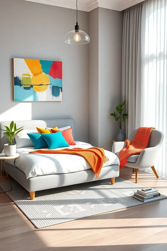 soft grey vibrant accents