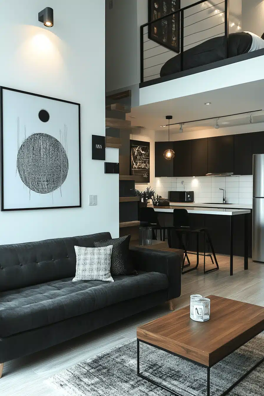 Monochromatic tiny condo design
