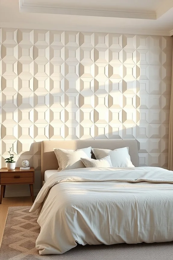 geometric panels enhance bedrooms