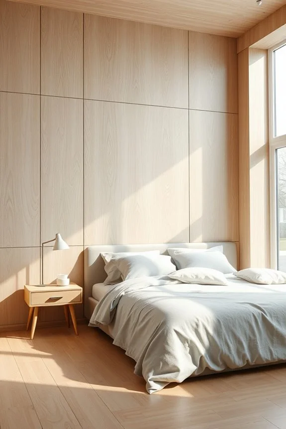 scandinavian minimalist bedroom paneling