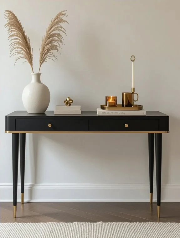 elegant black brass console