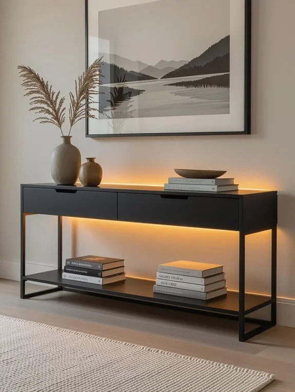 illuminated black console design