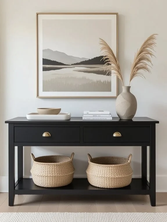 sleek black console organization