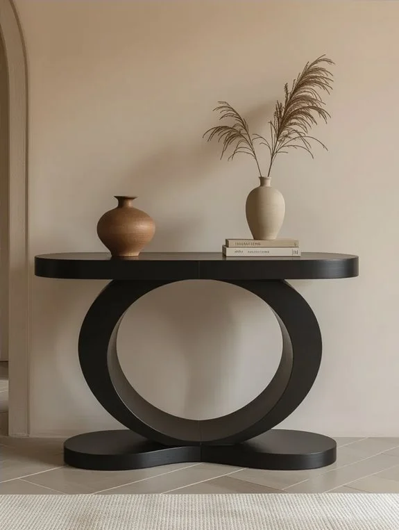 curved black console statement