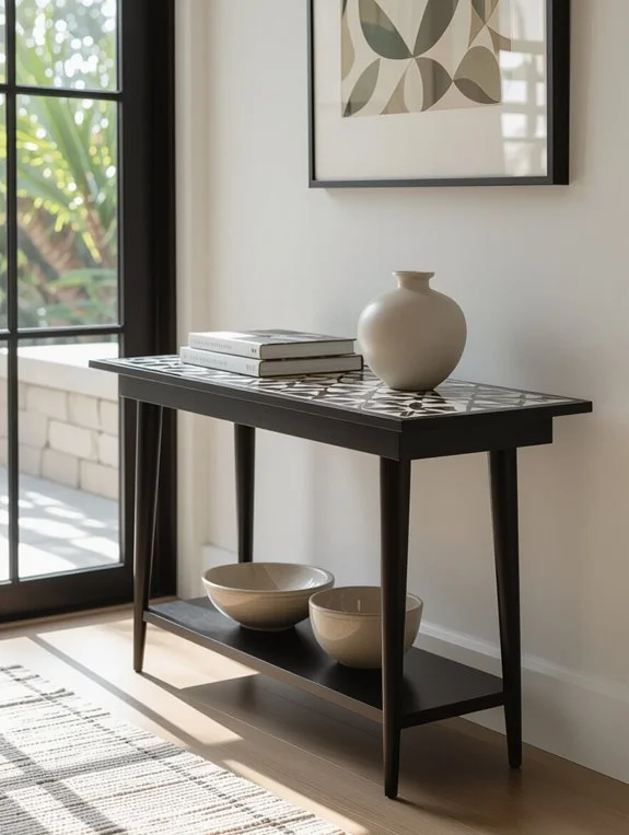 patterned tile console elegance