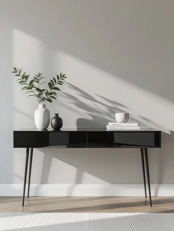 sleek modern reflective console