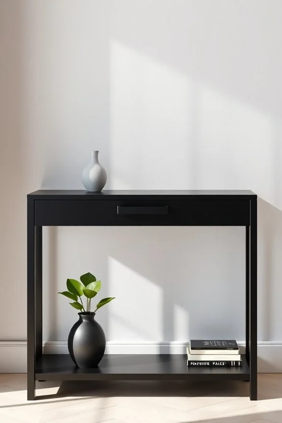 sleek black console storage