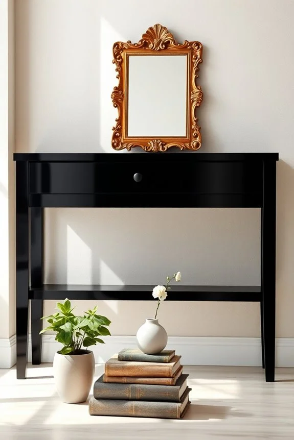 vintage mirror black console