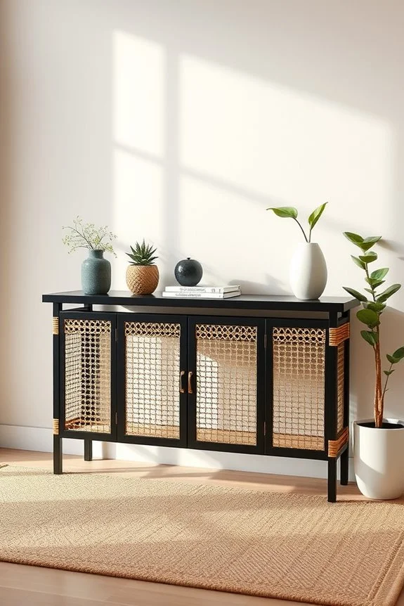 bohemian black console table