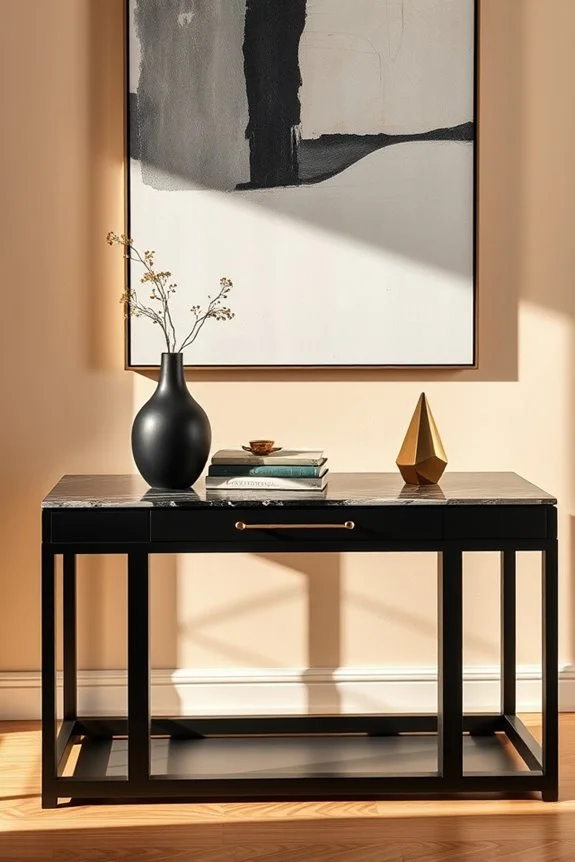 eclectic black console design