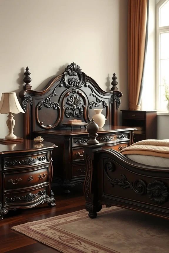 sophisticated carved dark wood