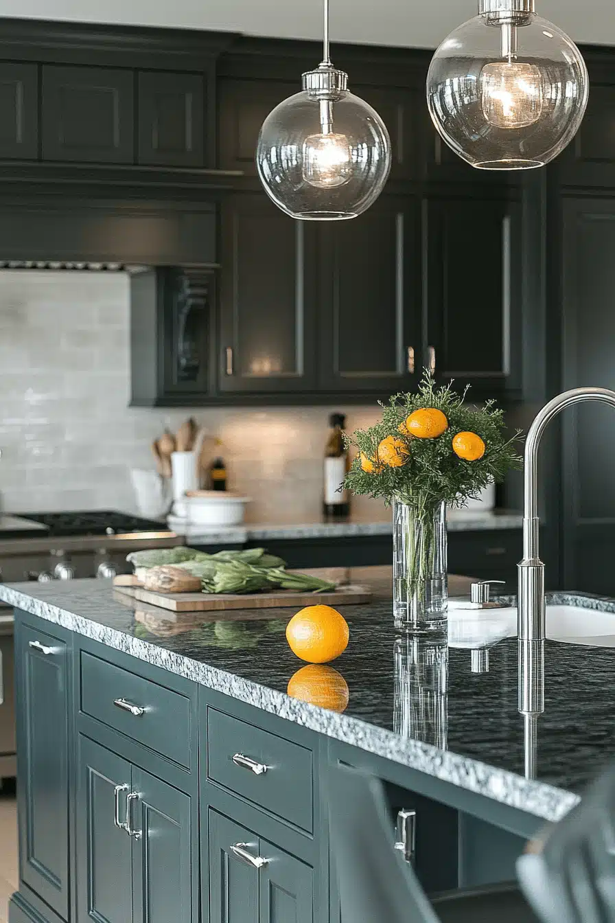 dark green kitchen cabinets