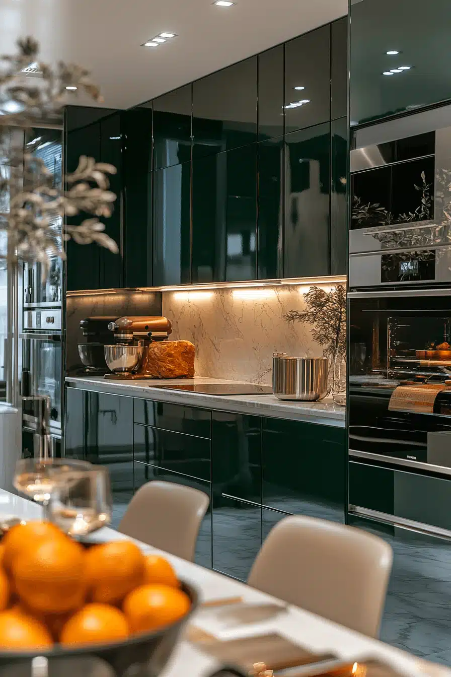 dark green kitchen cabinets