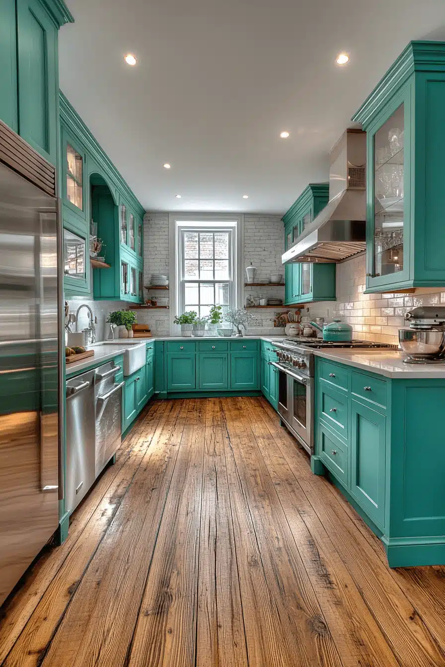 dark green kitchen cabinets
