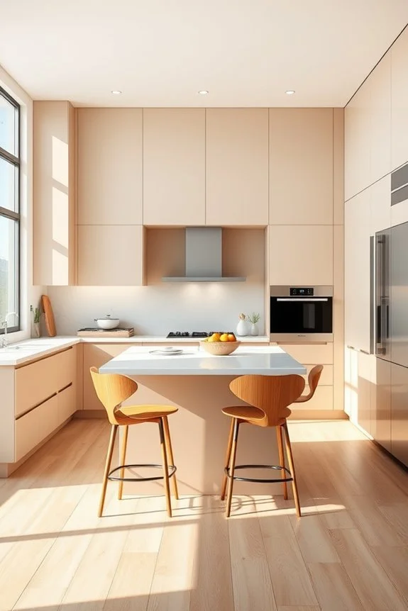 sleek functional beige kitchen