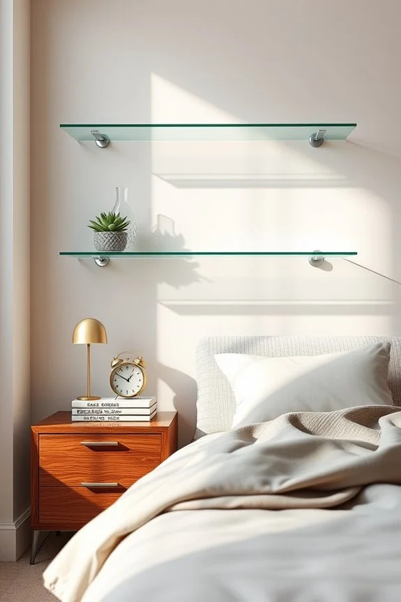 elegant glass shelf display