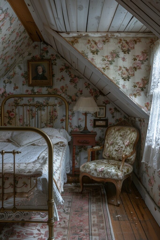 Vintage Elegance Attic Bedroom