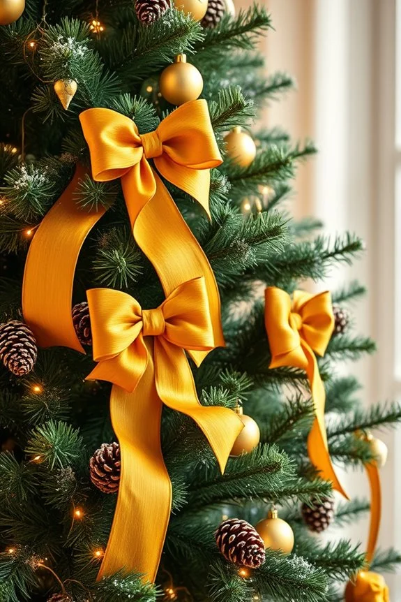 elegant green and gold bows