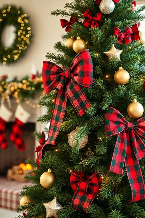 traditional christmas plaid bows