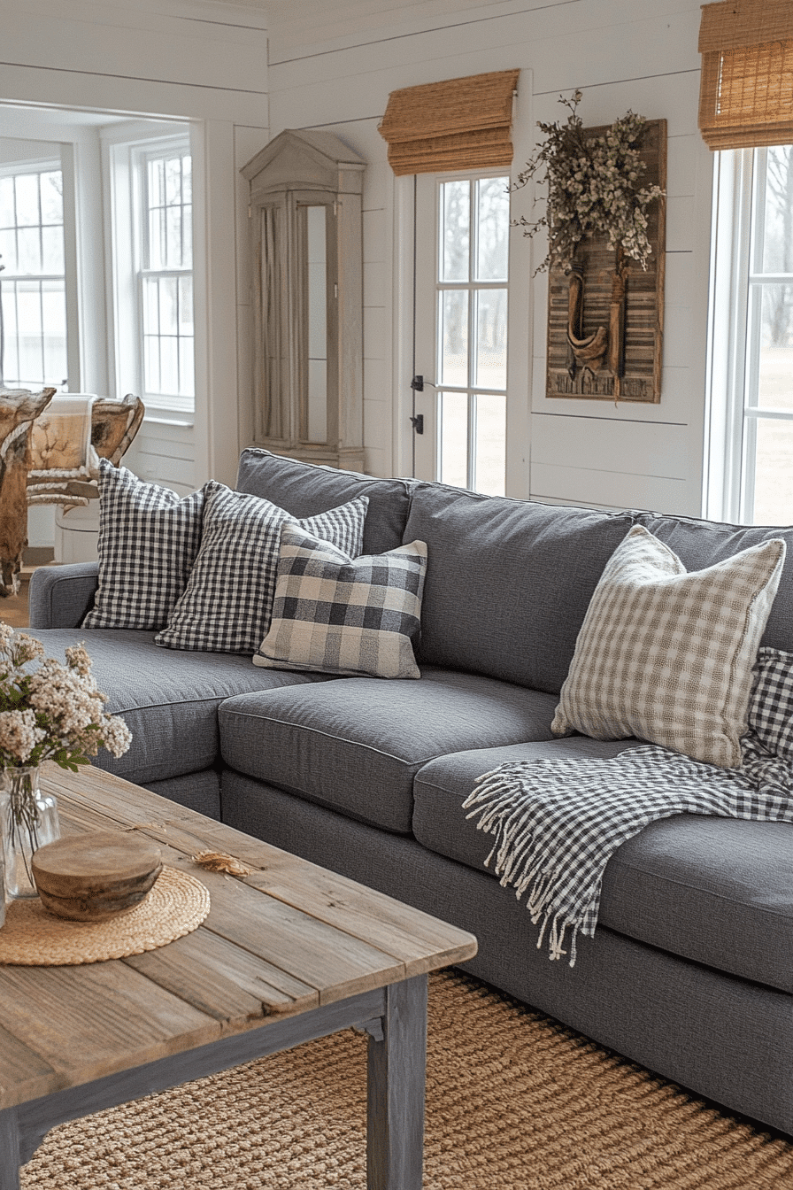 grey sofa decor